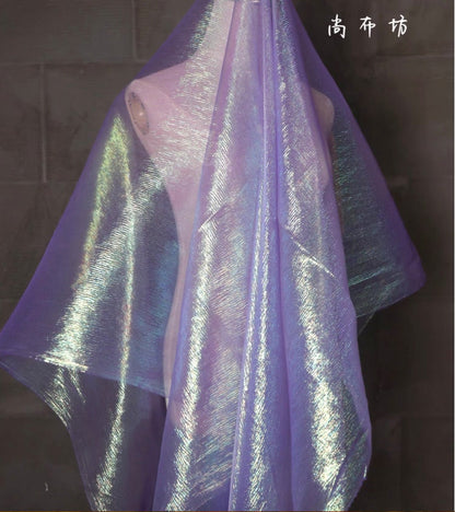 Bright Purple Pleated Mesh Fabric, Cosplay, Wedding, DIY