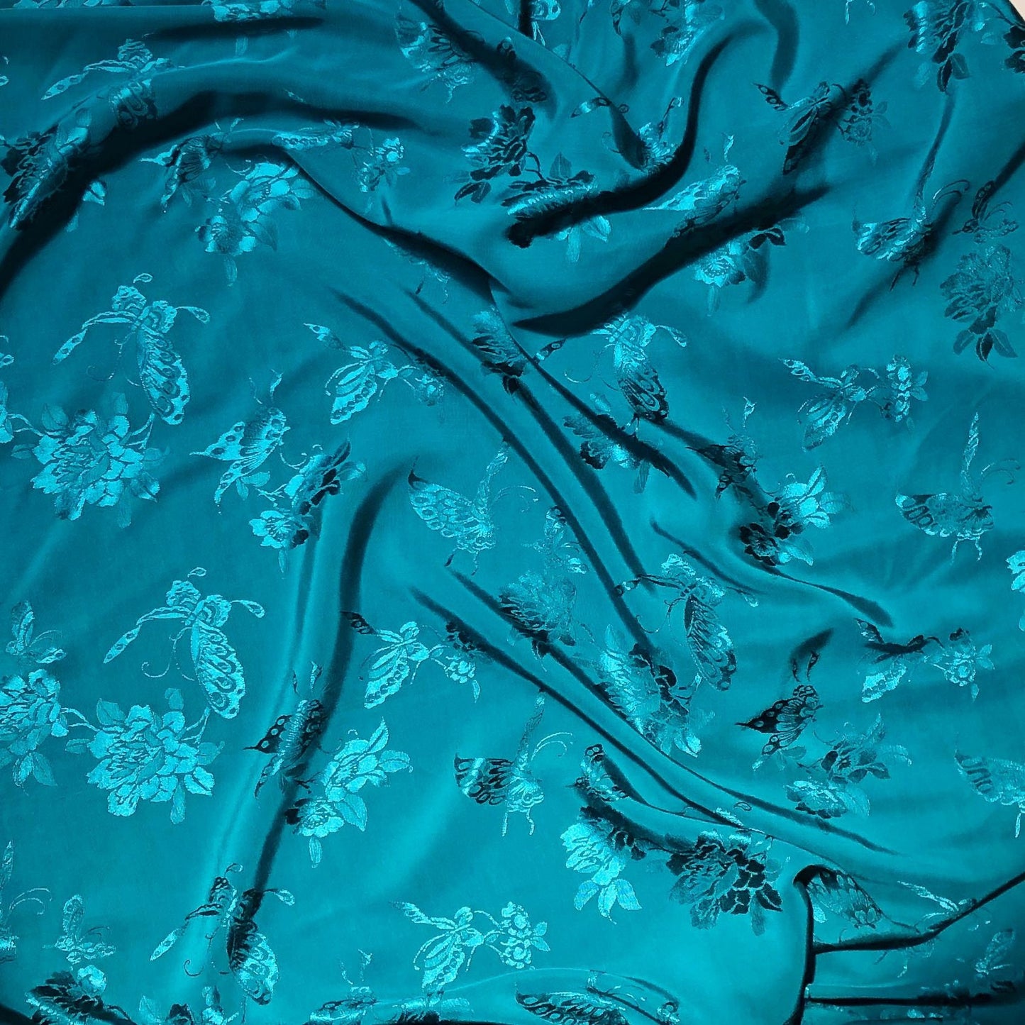 Butterfly Jacquard Satin Damask Fabric - 59" Wide Rayon Sewing Fabric