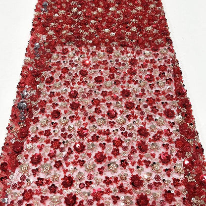 Embroidered Blossom Lace Fabric: Multi-Color Sequin Floral Appliqu��" Wide