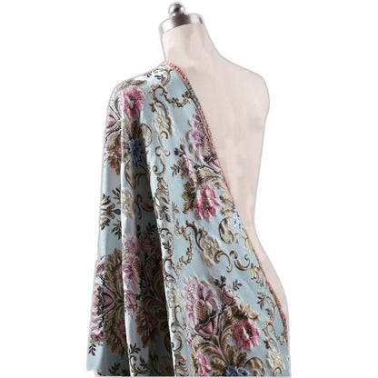 Floral Brocade Jacquard Fabric: Retro Palace Style Rayon Dress Material