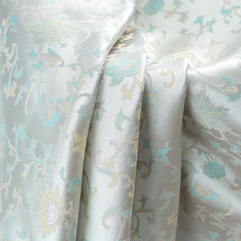 Floral Silk Brocade Fabric: 55"W Chinese Mongolian Pattern