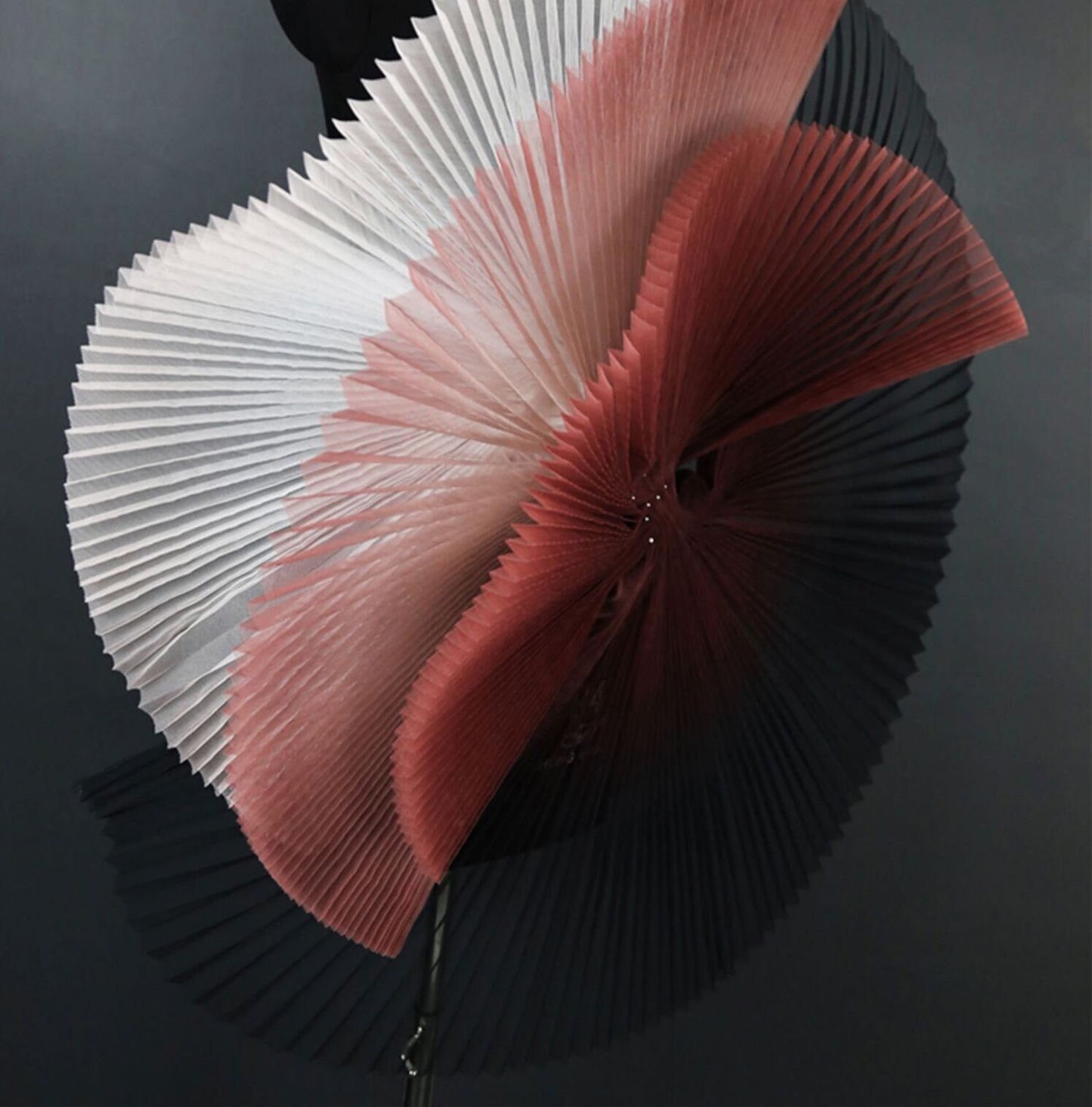 Gradient Pleated Organza Fabric: Stiff Texture, 63" Wide