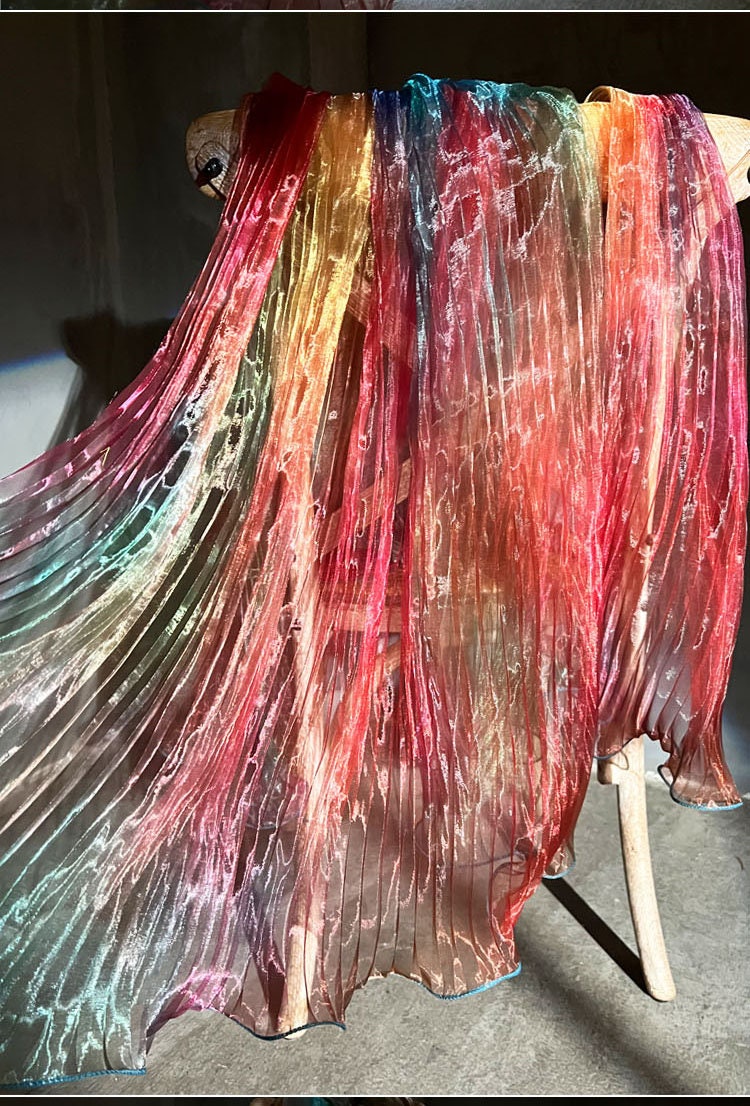 Rainbow Waves Accordion Pleated Organza Fabric - 55"W