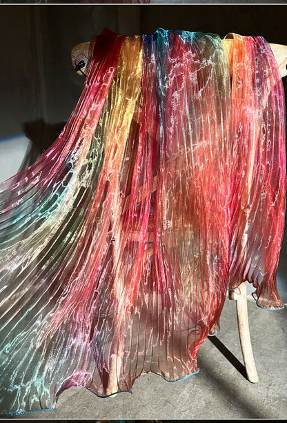 Rainbow Waves Accordion Pleated Organza Fabric - 55"W