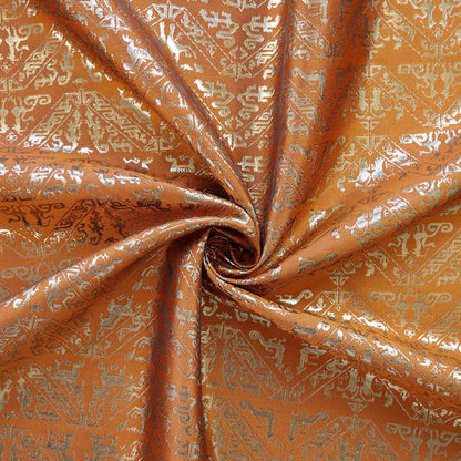 Gold Weaving Jacquard Fabric: Ethnic Upholstery, Sewing, Costume - 59"W