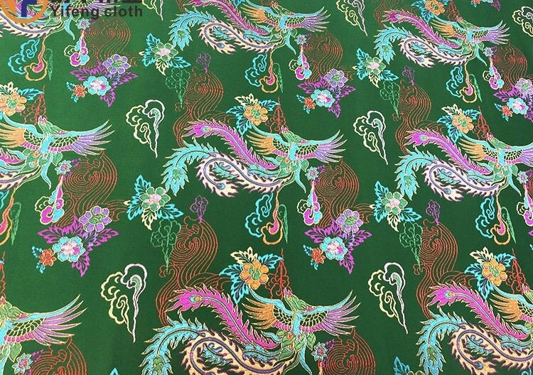 Phoenix Jacquard Satin Fabric: Birds Homage, Upholstery & Sewing (29.5"W)
