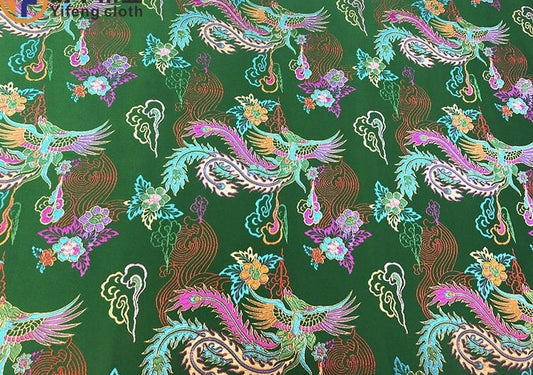 Tissu satin jacquard Phoenix : Hommage aux oiseaux, ameublement et couture (29,5 po L)