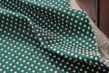 Tissu jacquard réversible : pois verts et blancs, 165 cm de large