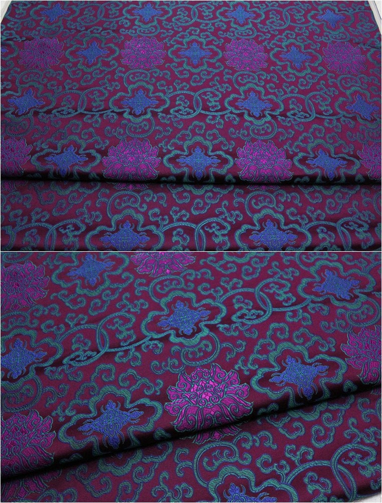 Floral Medallion Brocade Fabric: Silk Rayon Blend, 29.5" Wide