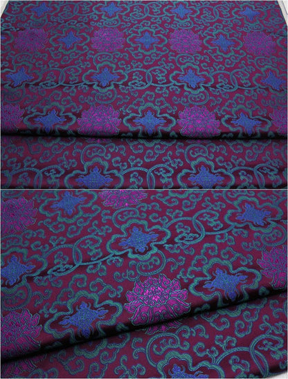 Floral Medallion Brocade Fabric: Silk Rayon Blend, 29.5" Wide