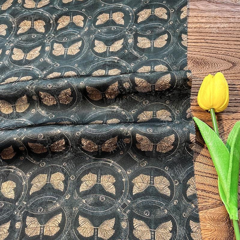 Elegant Vintage Butterfly Rayon Jacquard Cloud Brocade Fabric, 59" Wide