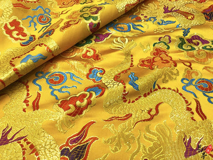 Chinese dragon robe, cheongsam, Tibetan robe, spinning Fabric, silk, satin, and brocade, 29"W