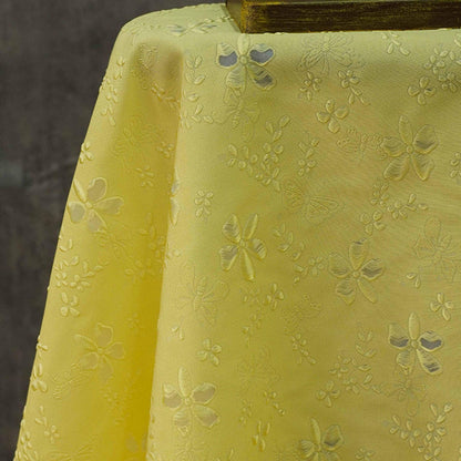 Light Yellow Jacquard Fabric: Hollow Relief Style, 55"W