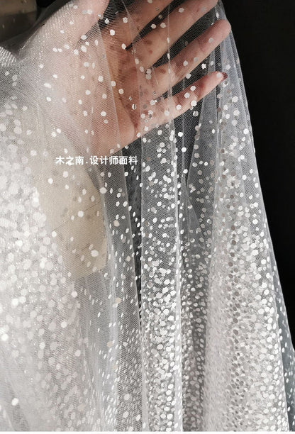 Glitter Dot Soft Mesh Fabric, 59"W, Veil, Costume, Sewing
