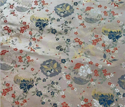 Nishijin Japanese Brocade Fabric: Goldfish Floral Jacquard, 59" Wide