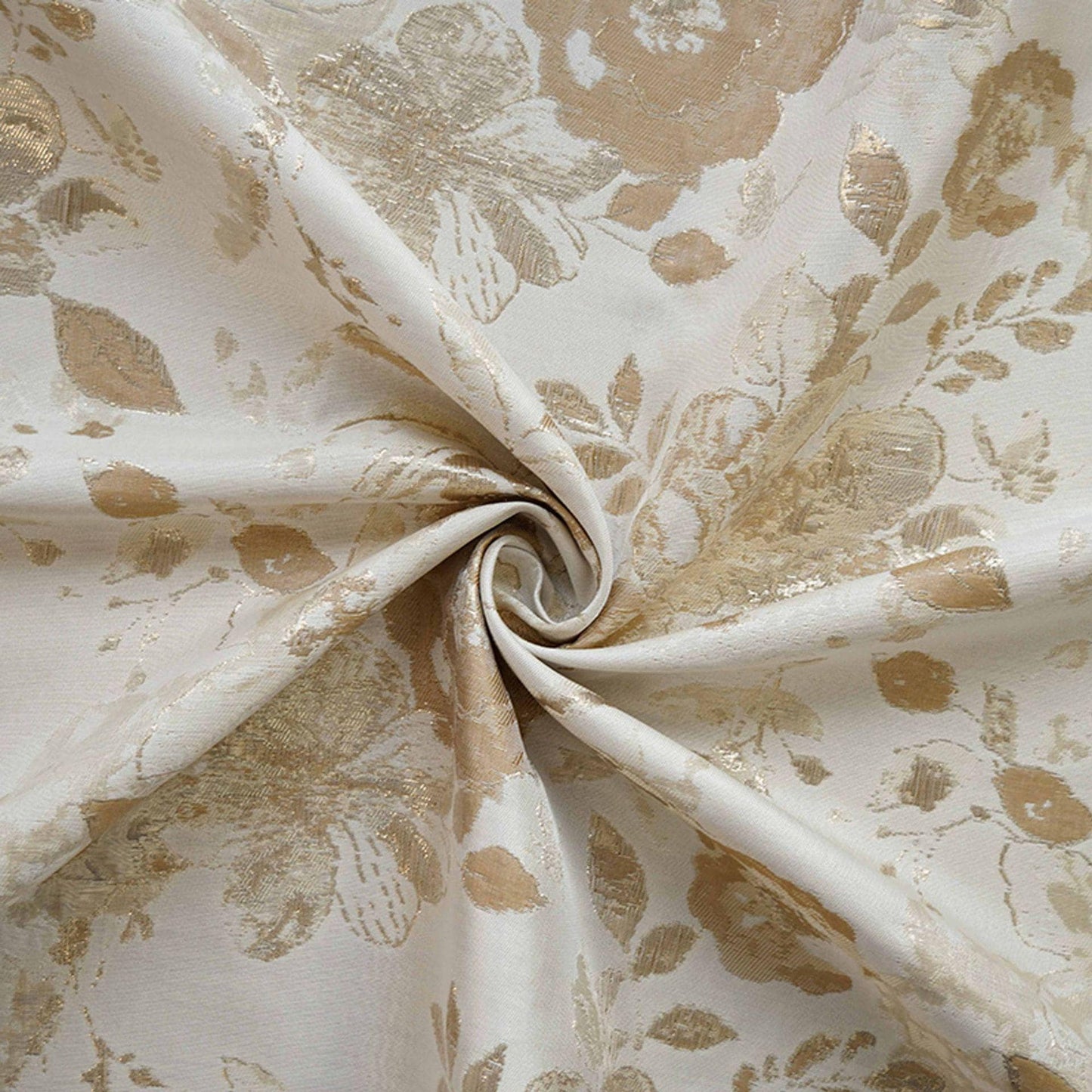 Gold Floral Jacquard Woven Fabric: Embossed Upholstery Sewing, 59" Wide