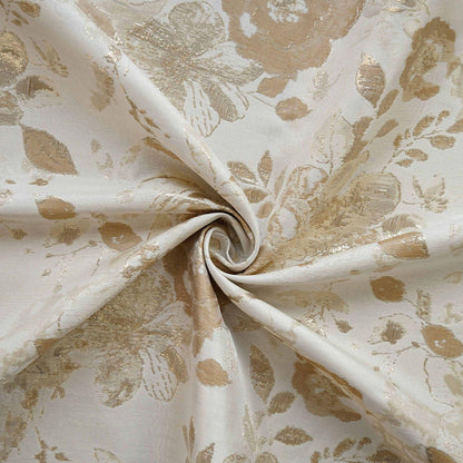 Gold Floral Jacquard Woven Fabric: Embossed Upholstery Sewing, 59" Wide