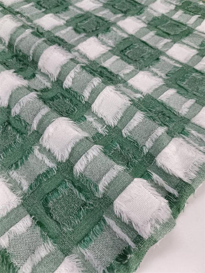 Blue Checkered Jacquard Fabric ��� Textured Fringe DIY Materi"