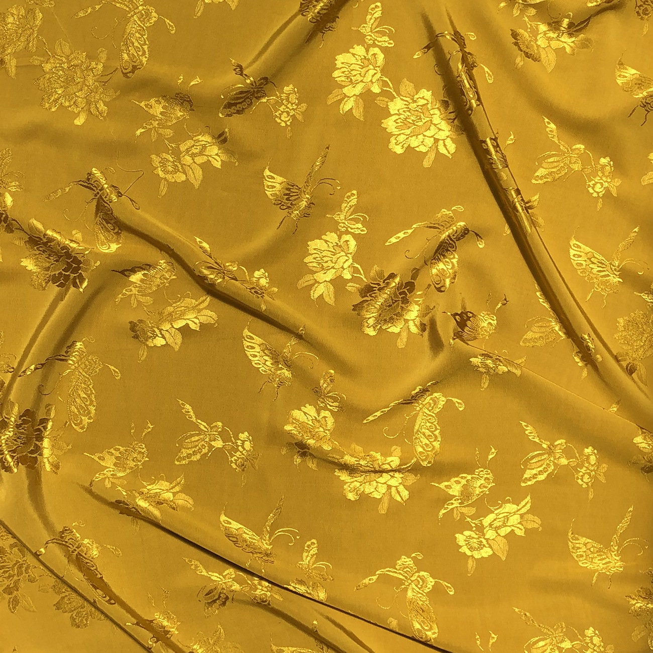 Butterfly Jacquard Satin Damask Fabric - 59" Wide Rayon Sewing Fabric