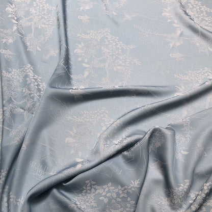 Bird Flower Jacquard Damask Fabric: Two-Sided Upholstery Material