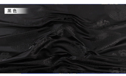 Tissu brocart bleu : Jacquard de rayonne de style sino-mongol (largeur : 75 cm)