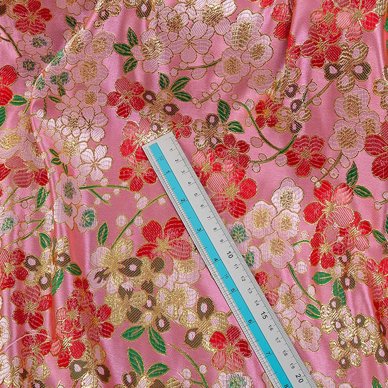 Cherry Blossom Jacquard Brocade Fabric: 59" Wide Kimono Sewing Fabric