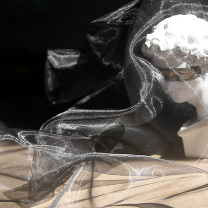 Black Organza Fabric: Sheer Glossy Mesh, Dress Skirt Material
