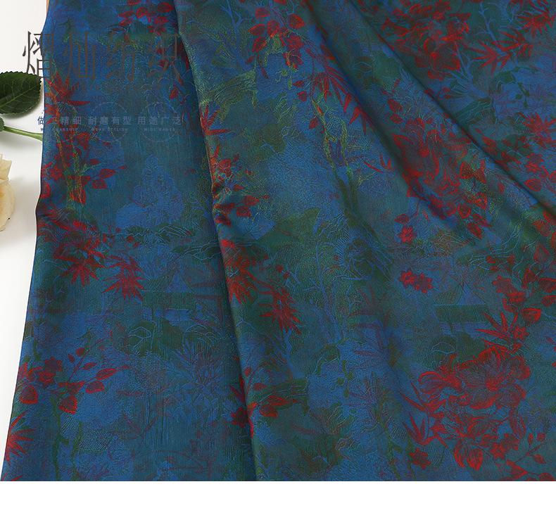 Blue Floral River Print Fabric, Viscose Nylon Blend, 59" Wide
