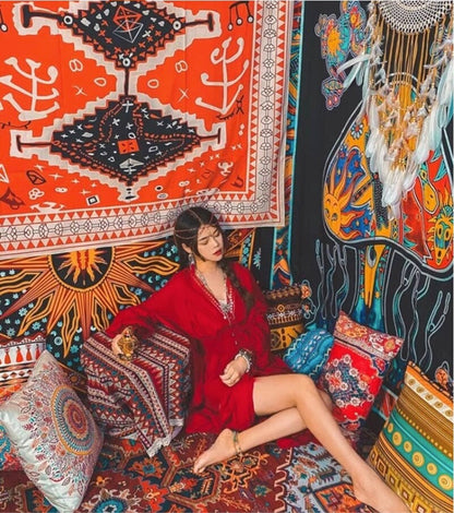 Mandala Tapestry: Bohemian Wall Hanging, Sofa Throw, Tablecloth [140x200 cm]