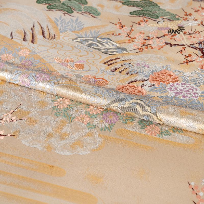 Nishijin Weaving Fabric: Pine, Cypress & Plum Blossom - 59"W Silk Rayon Blend