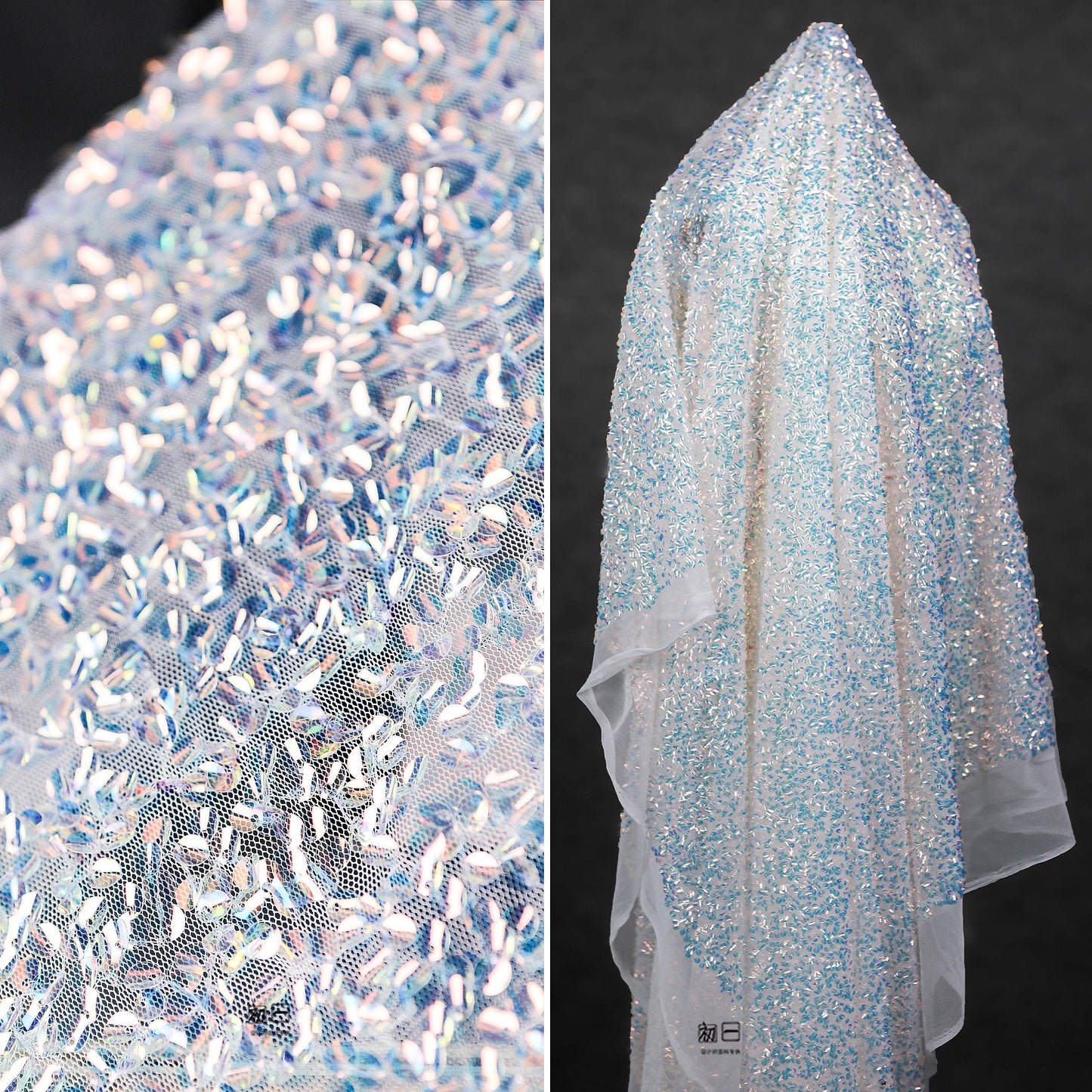 Hand-stitched Sequin Mesh Fabric, Symphony Glitter, Prom Dress, Doll Making