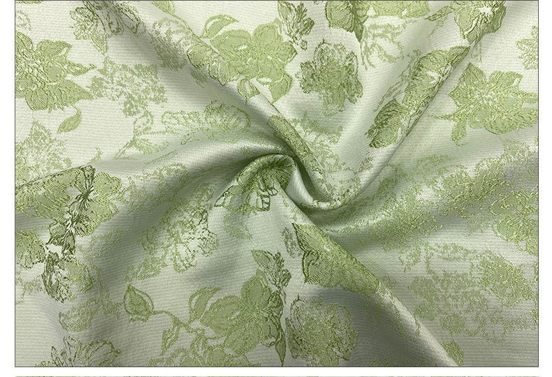 Elegant Satin Jacquard Fabric: 3D Flower Design, 59" Wide