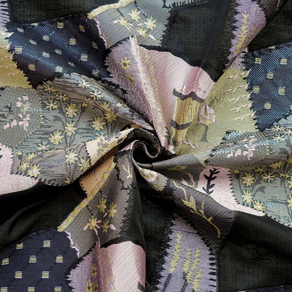 Tissu jacquard à motif floral : mélange de polyester micro-transparent, 140 cm de large