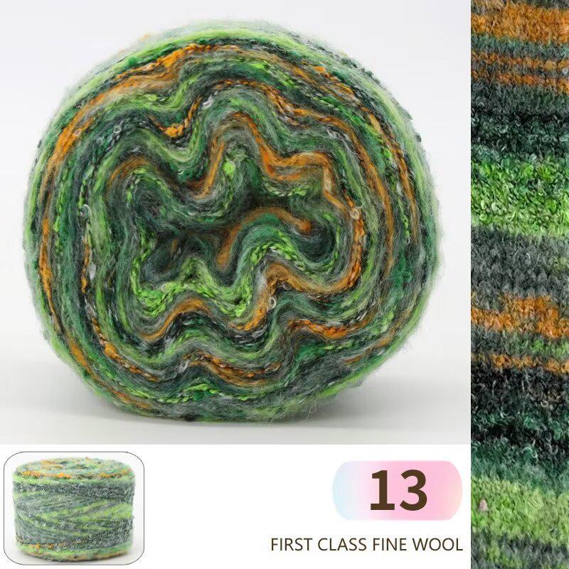 Fil de soie mohair teint à la main : Laine à tricoter dégradée arc-en-ciel (50 g/100 m)