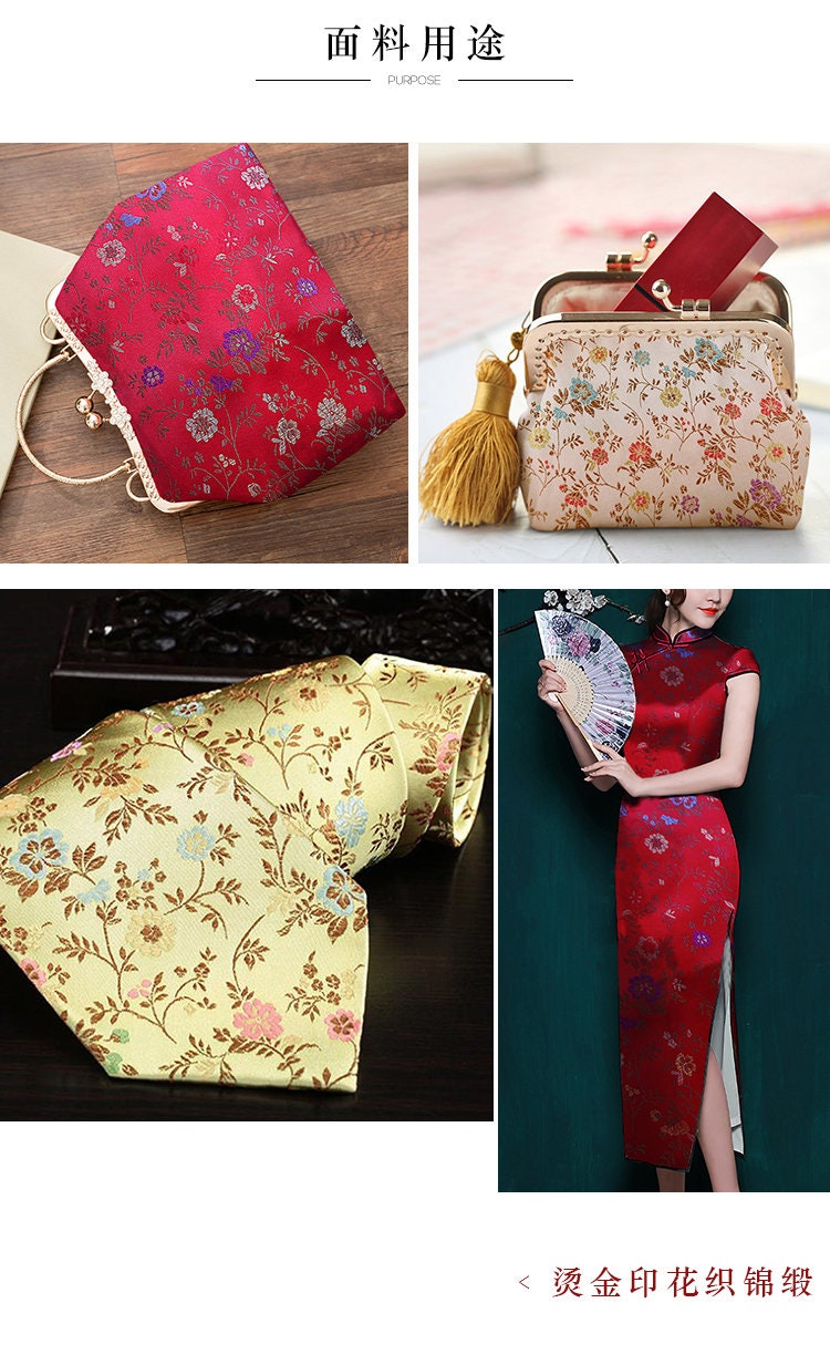 Tissu brocart chinois à motifs floraux : Qipao Cheongsam en nylon de 150 cm de large