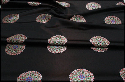Tissu brocart de soie chinois à motif paon - Magenta et couleurs