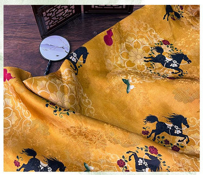 Tissu de soie jacquard motif cheval de rêve ��� Xiangyun Sha ��� Matelassage, Décoration intérieure, Grande largeur