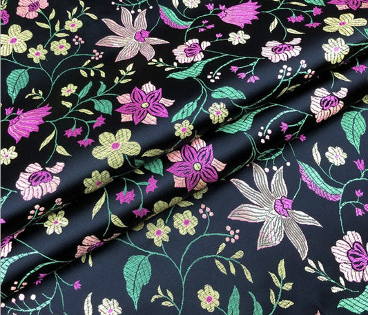 Tissu brocart jacquard à motifs floraux : tissu de couture en rayonne de 45 pouces de large