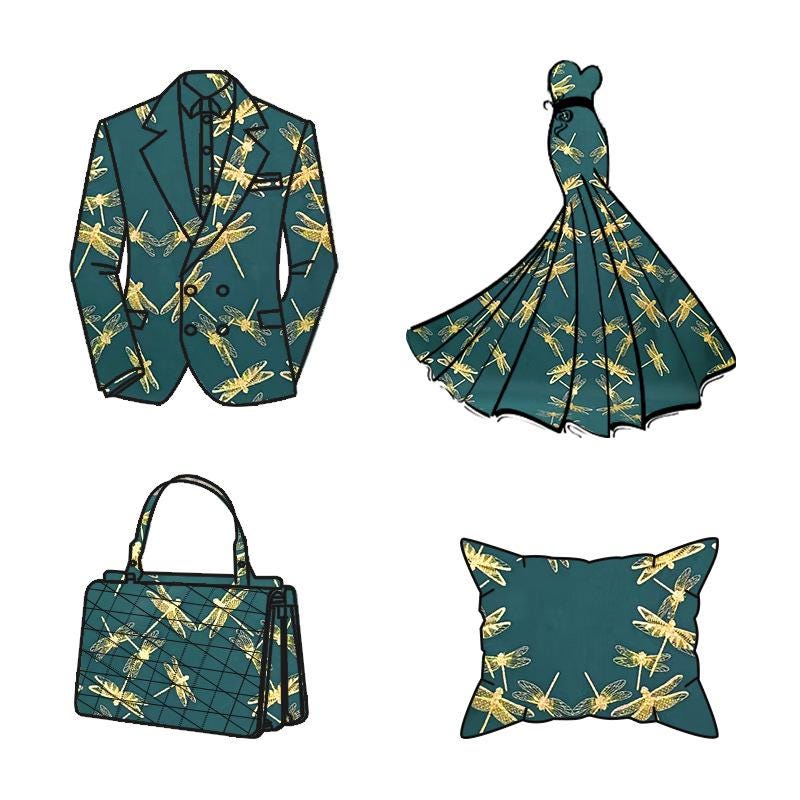 Gold Dragonfly Brocade Fabric: Elegant Cheongsam & Dress Textile