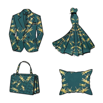 Gold Dragonfly Brocade Fabric: Elegant Cheongsam & Dress Textile