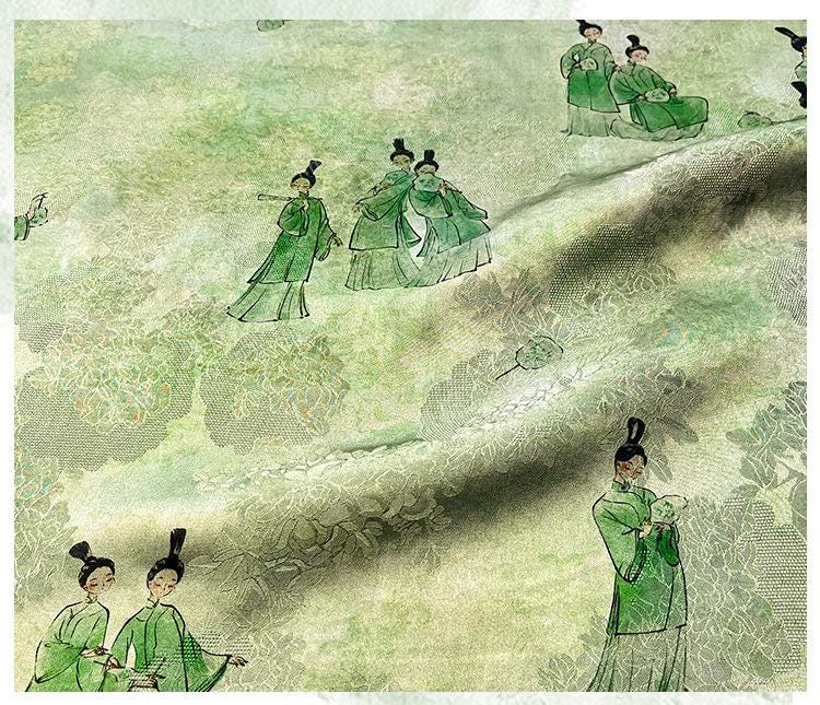 Luxury Xiangyun green tea silk Fabric ��� Rayon Jacquard Wea" Wide