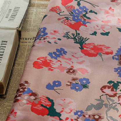 Morning Glory Jacquard Fabric: Pink Japanese Style Floral, 57" Wide - Poppylollipop
