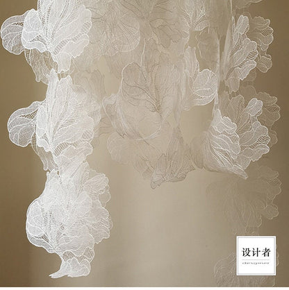 Embroidered Flower Lace Ribbon: White Palace Style Trim