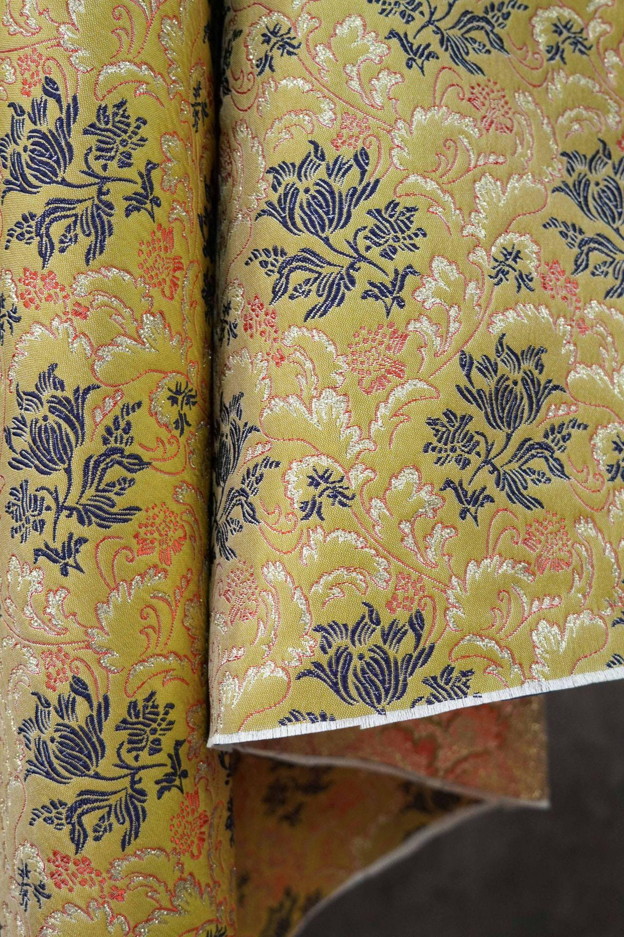 Gold Jacquard Floral Fabric: Upholstery, Costume, & DIY Sewing (By The Meter, 63"W )