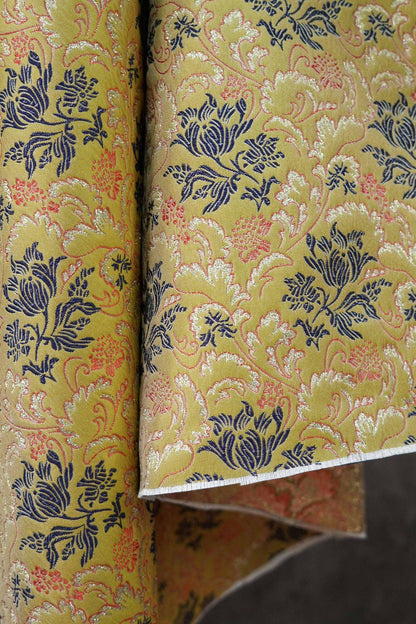 Gold Jacquard Floral Fabric: Upholstery, Costume, & DIY Sewing (By The Meter, 63"W )