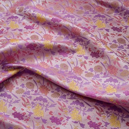 Vintage Jacquard Fabric: 3D Vivid Purple Floral, 55" Wide By The Meter