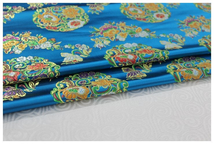Floral Brocade Chinese Satin Fabric: 29" Wide (By The Meter)