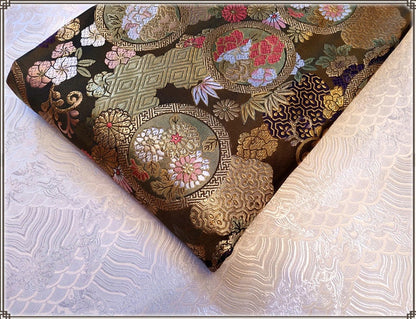 Floral Silk Brocade Fabric: 29.5" Wide, Costume Upholstery by the Meter