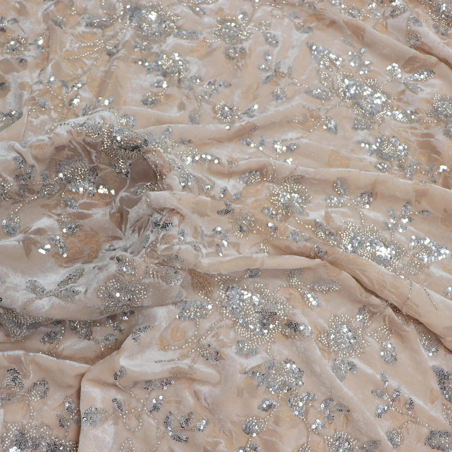 Tissu jacquard en velours brodé : matériau pour robe de bal de 140 cm de large
