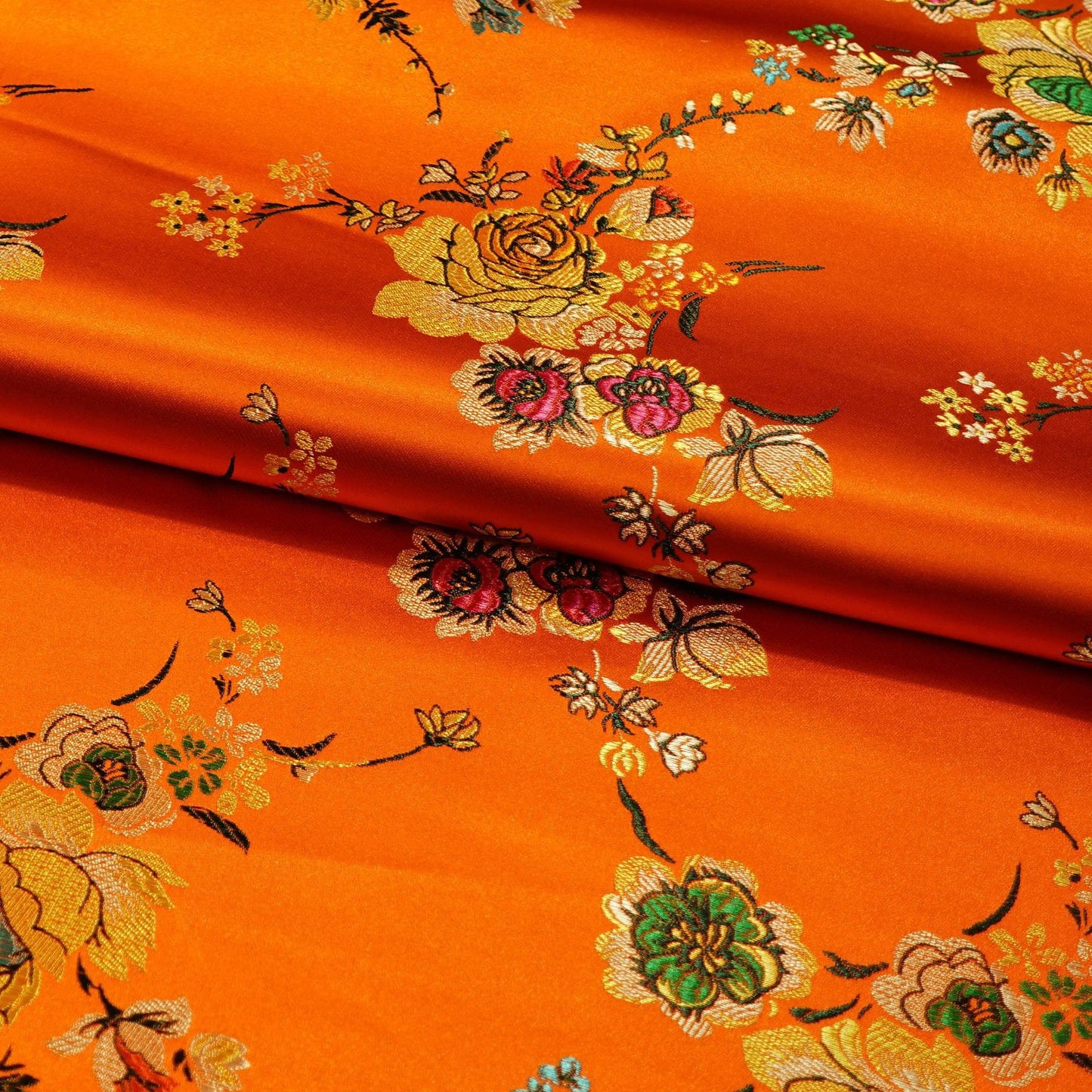 Floral Brocade Fabric: Turquoise Cheongsam Qipao Sewing Material (45"W)